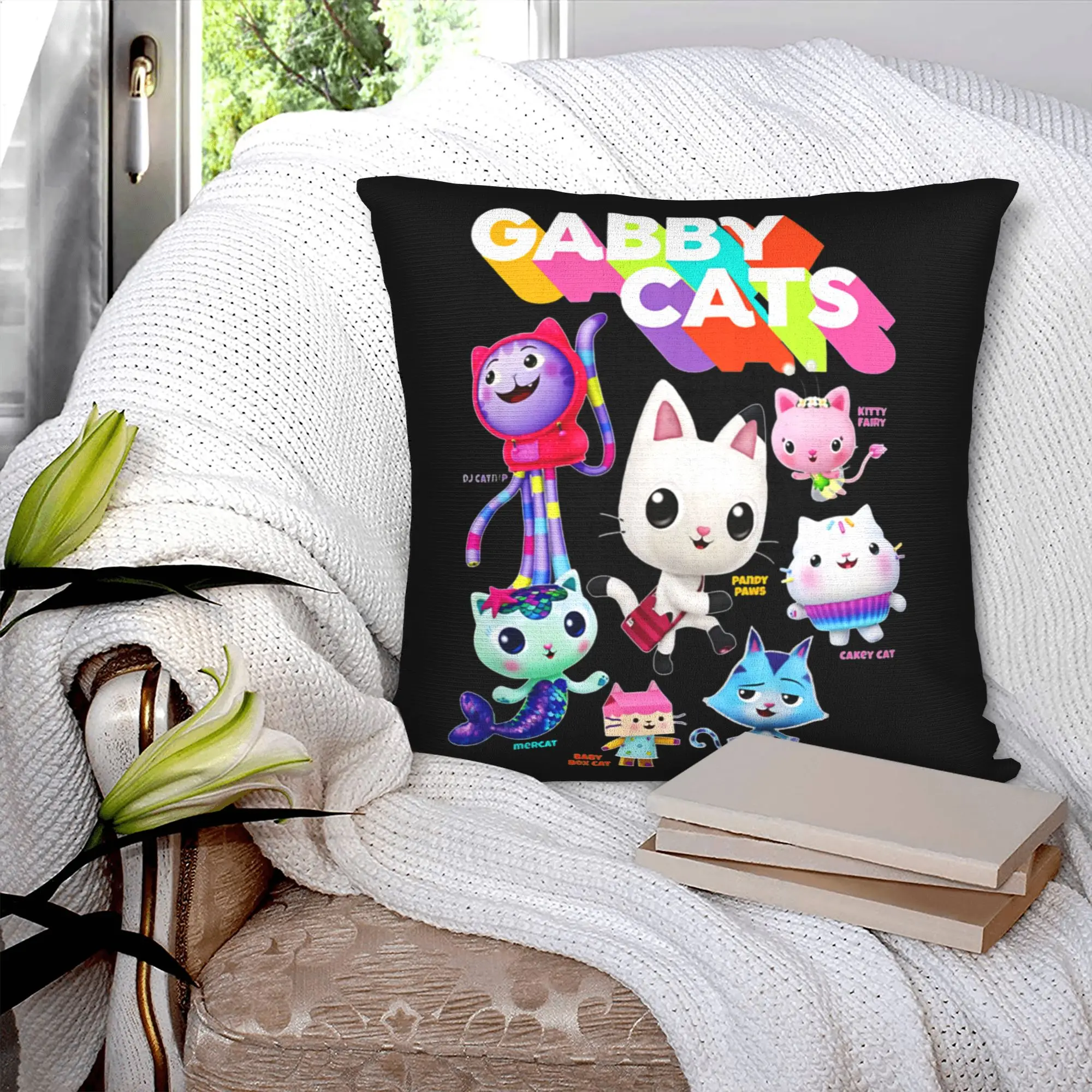 Gabbys Dollhouse Throw Pillow for Living Room Mermaid Gabby Cat Luxury Cushion Cover Velvet Pillowcase