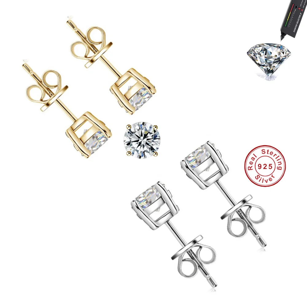 Luxury Sterling Silver Moissanite Stud Earrings