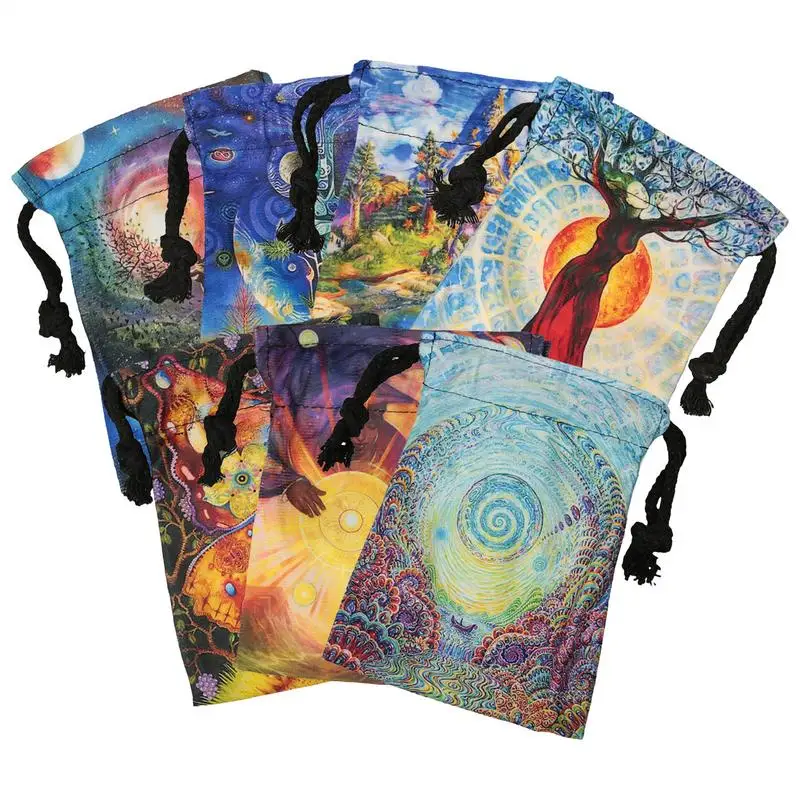 13X18Cm  Tarot Cloth Bag Drawstring Tarot Cards Bag Tarot Cards Fabric Bag Jewelry Pouch With Digital Printing Multifunction