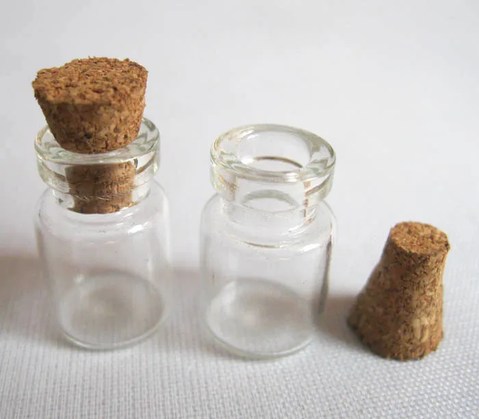 500 x 0.6ml Mini Glass Bottle with wood cork sample glass vials wishing bottle1ml,2ml till 300ml are available