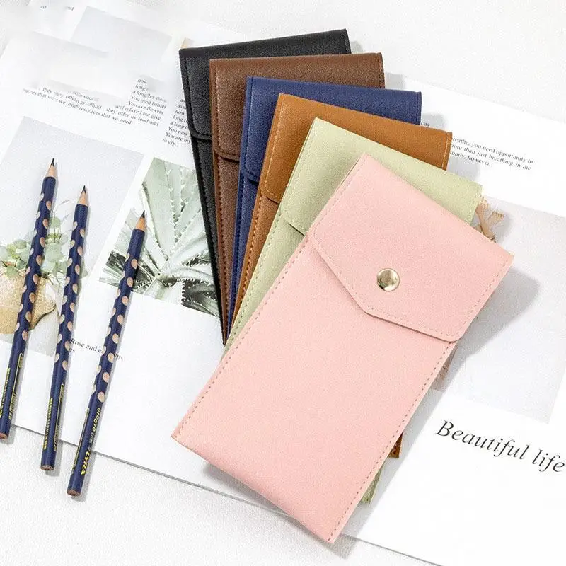 * Hot Sale Pencilcase Faux Leather Large Capacity Multi-Slot Pouch - Pure Color Stationery Organizer / Pen Protective Case