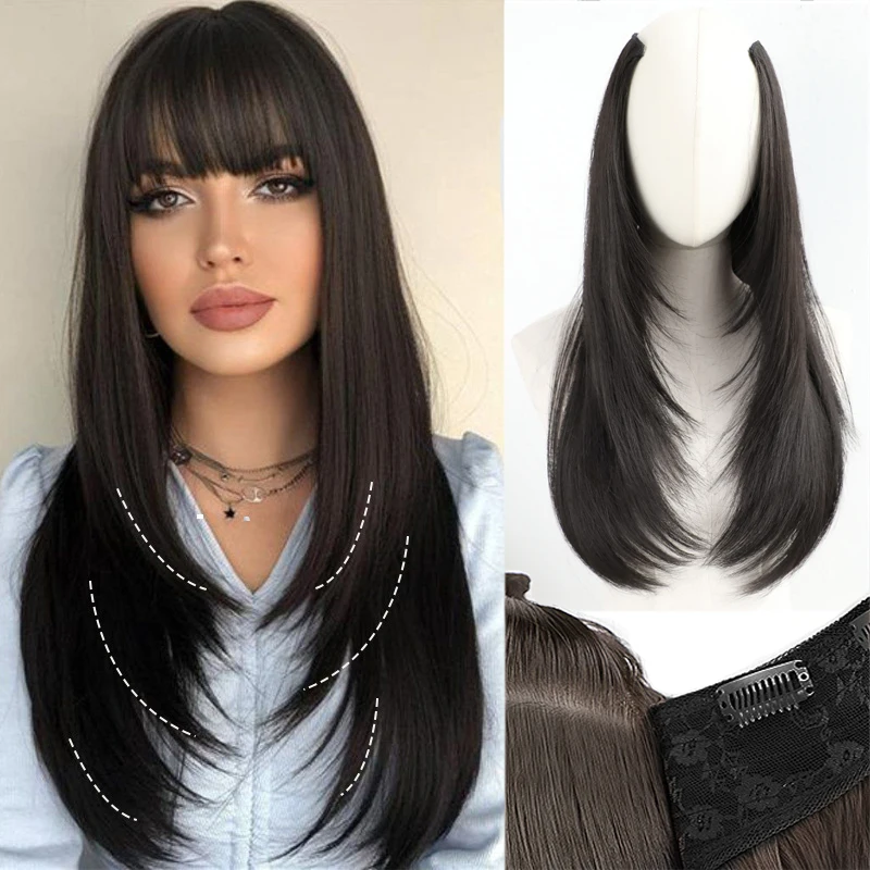 Synthesize A 26 inch U-shaped High-level Wig Piece With A Simulated Micro Roll to Increase the Volume of Fluffy Women's Hair ﻿