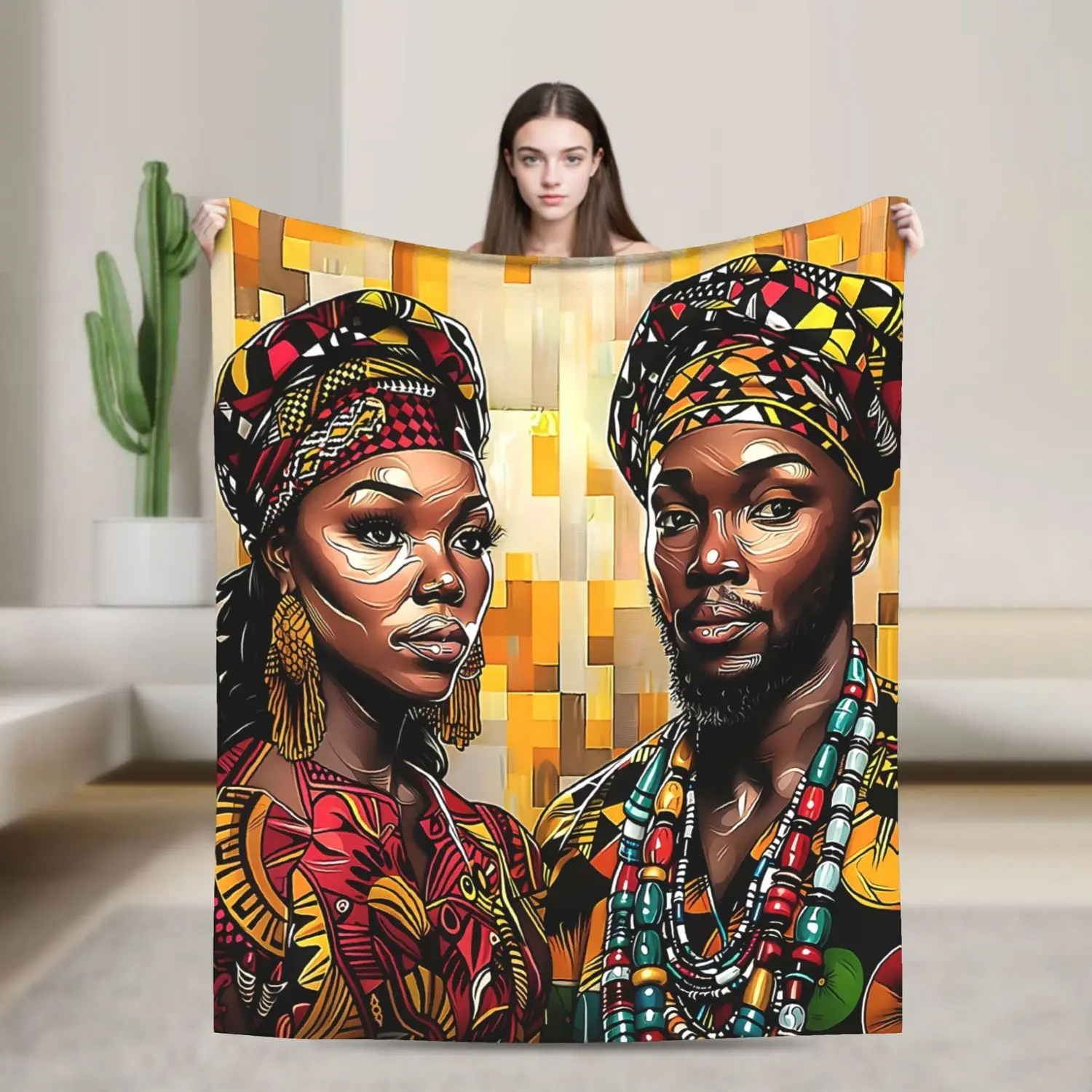 

Очаровательное одеяло для африканской пары — мягкий теплый моющийся флисовый плед