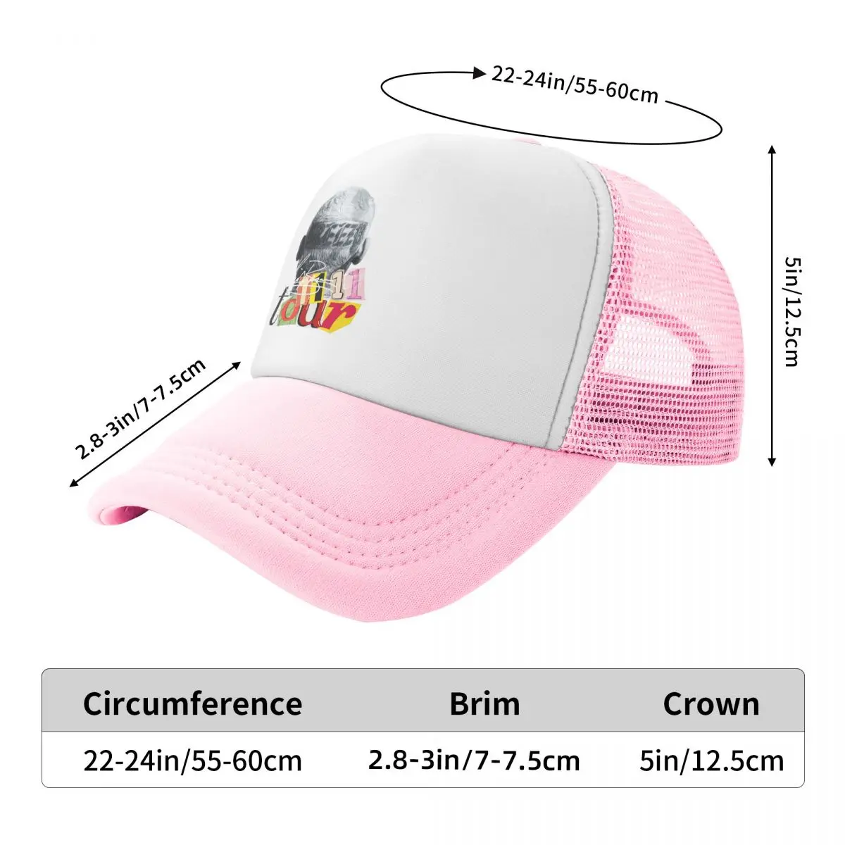 Chris Brown 2024 11 11 Tour Mesh Baseball Caps Adult Hip-Hop Sun Hat Dad Hat Adjustable Polyester Sun Hats Trucker Cap