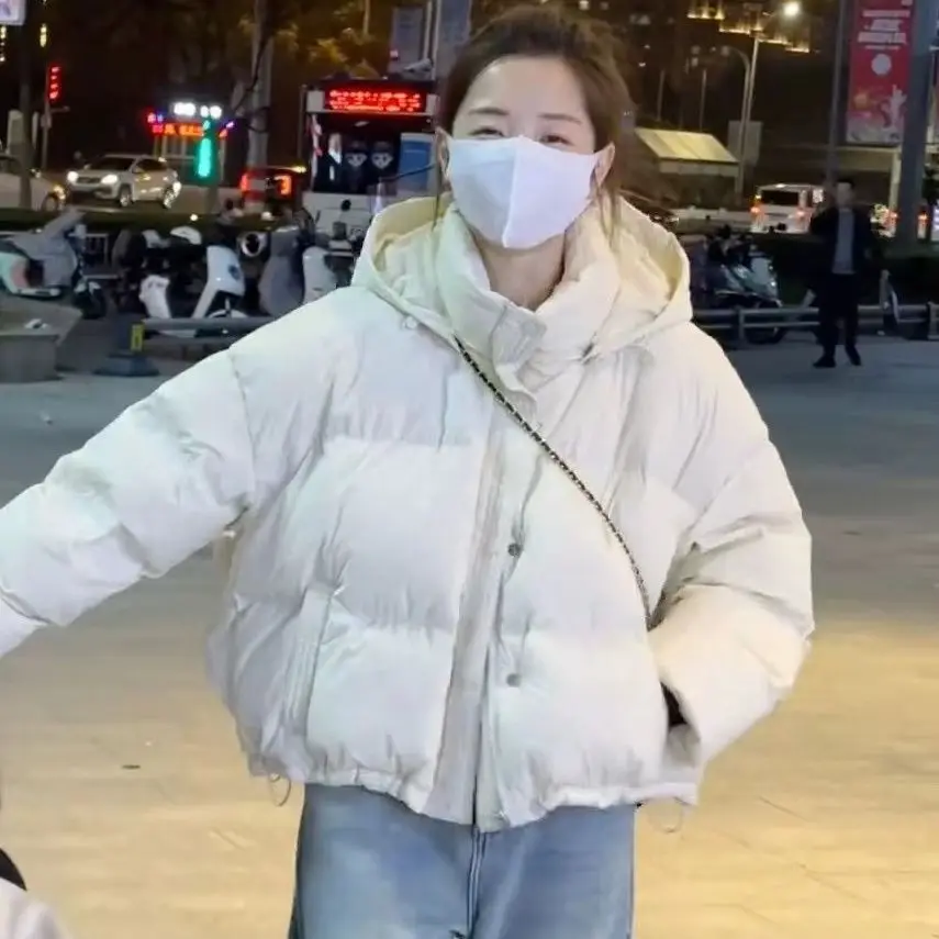 

Puffer Parkas Womens Korean Popular Women'S Clothes Autumn White Button College School Athleisure Fashion Pure Pockets Cargo Ins