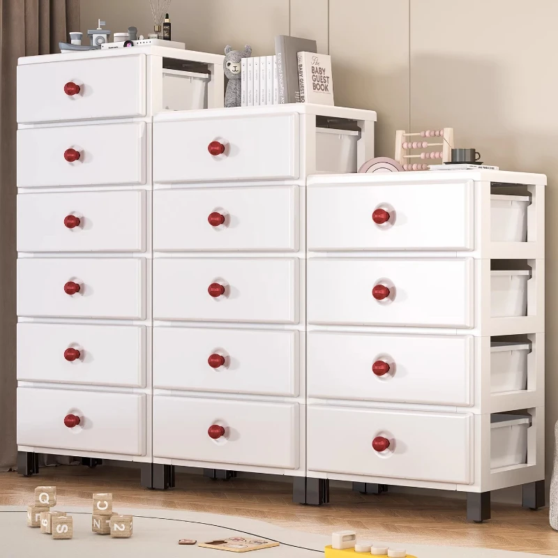 Modern Storage Organizer with Wheels & Drawers-5 Tier Rolling Cabinet for Bedroom, Kids Toys, Snacks, Multi-Use Mobile Organizer
