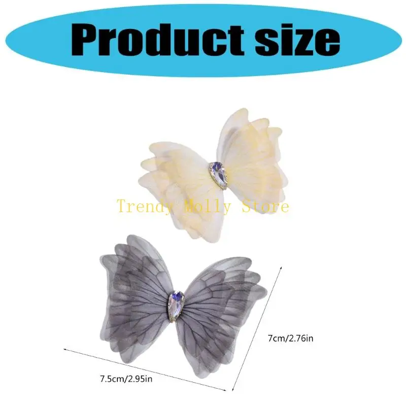 N5KB 10Pcs Teardrop Butterfly Applique Crafting Accessories for Craft Project Clothing Hair Clip Costume Decorative Patches