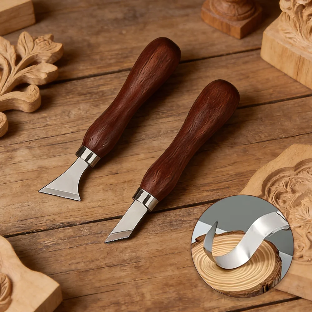 6-teiliges Holzschnitzset mit Messern, Meißeln und Haken, DIY-Holzschnitzwerkzeugen, Handschnitzmesser-Set, tragbar, gebogen, für Anfänger im Schnitzen – Detail 6