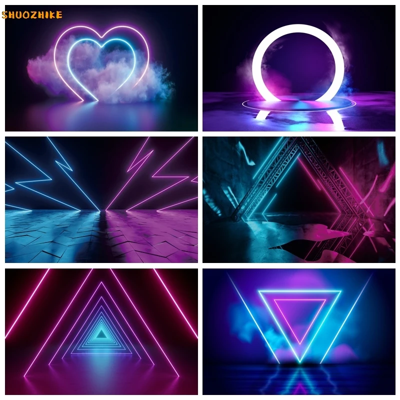 

Neon Light Stage Party Cool Dancing Bar Photo Backdrop Photography Fluorescent Aperture Smog Stage Decor Background Photo Studio