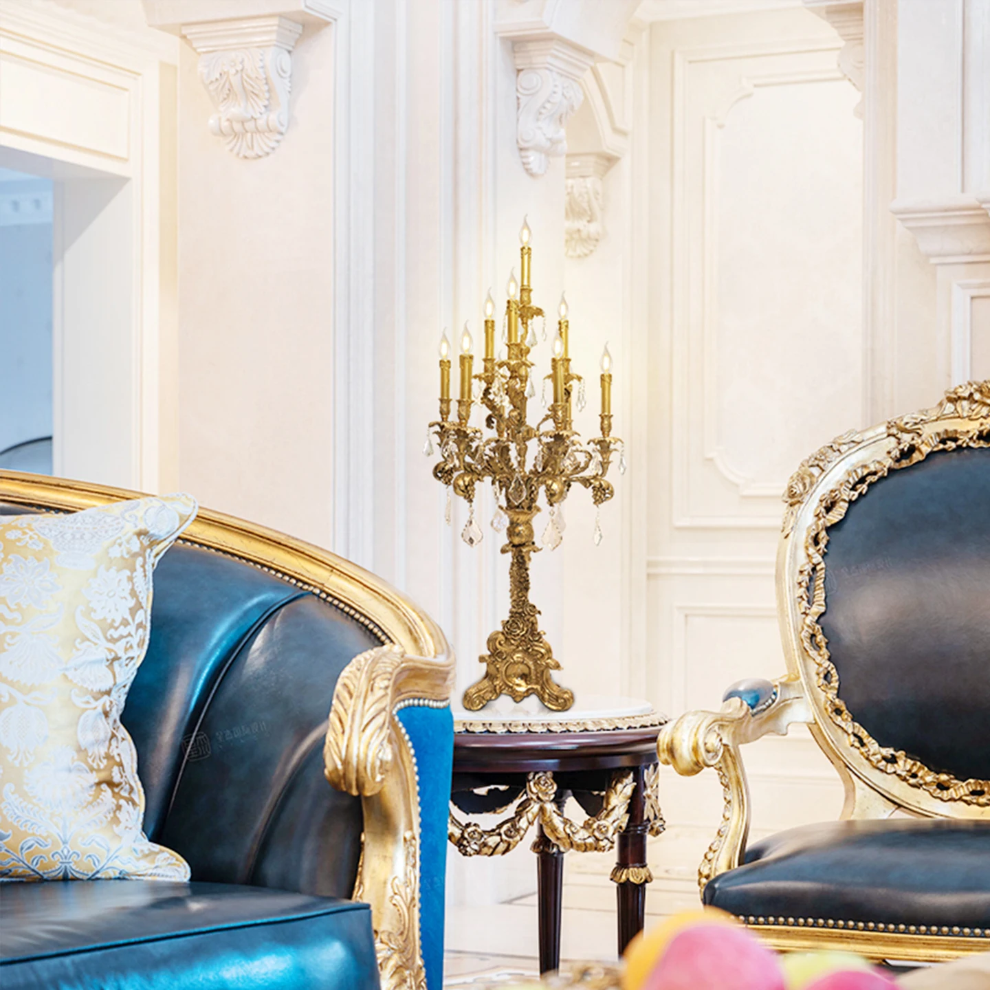 French Luxury Crystal Living Room Bedroom Bedside Brass Table Lamp European Villa Hotel Decorative Candle Table Light