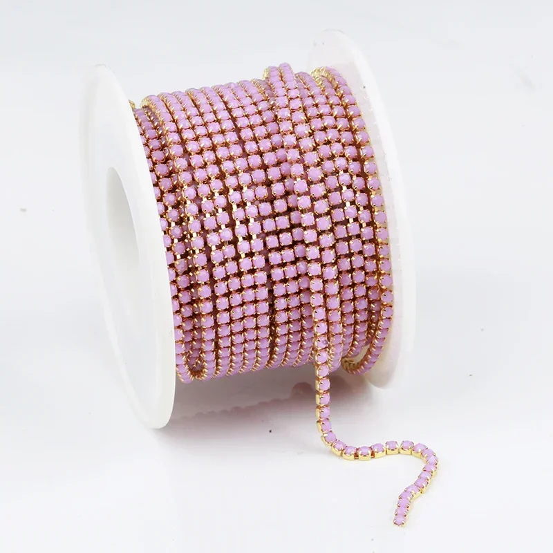 5yards 2mm Top Grade More Colors Acrylic Rhinestone Cup Chain Apparel Rhinestone Trim Sewing Strass Cup Chain For DIY Clothing