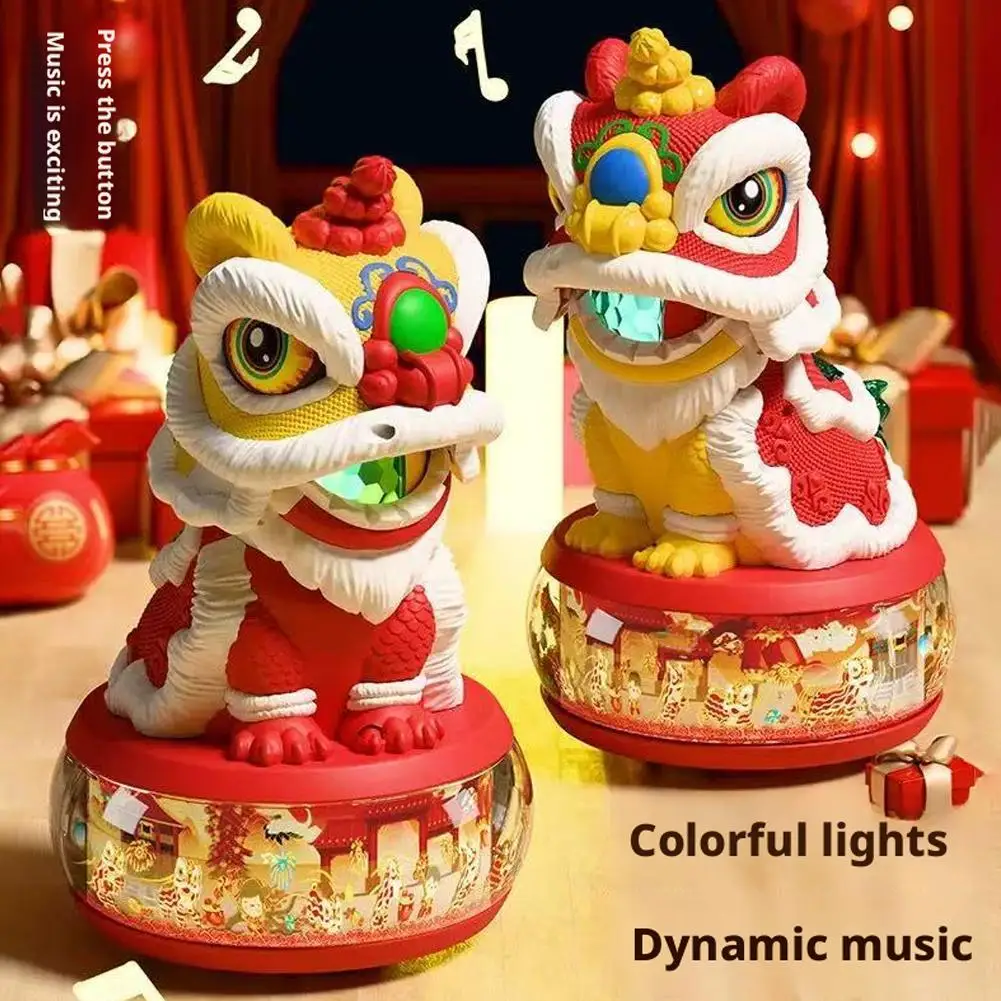Giocattolo elettrico all'ingrosso Guochao Lion Dance 26 cm Musical Light Up Walking Regalo di Capodanno |   Giocattolo festivo multidirezionale della danza del leone