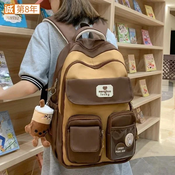 New Cute Korean Campus Ins Backpack For Girls Large Capacity Strong And Durable For Primary And Secondary School Students