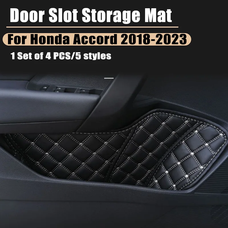 Door Storage Box Mat Full Cover For Honda Accord Inspire 10th 2018-2023 Leather Slot Storage Protection Anti Rug Car Accessories