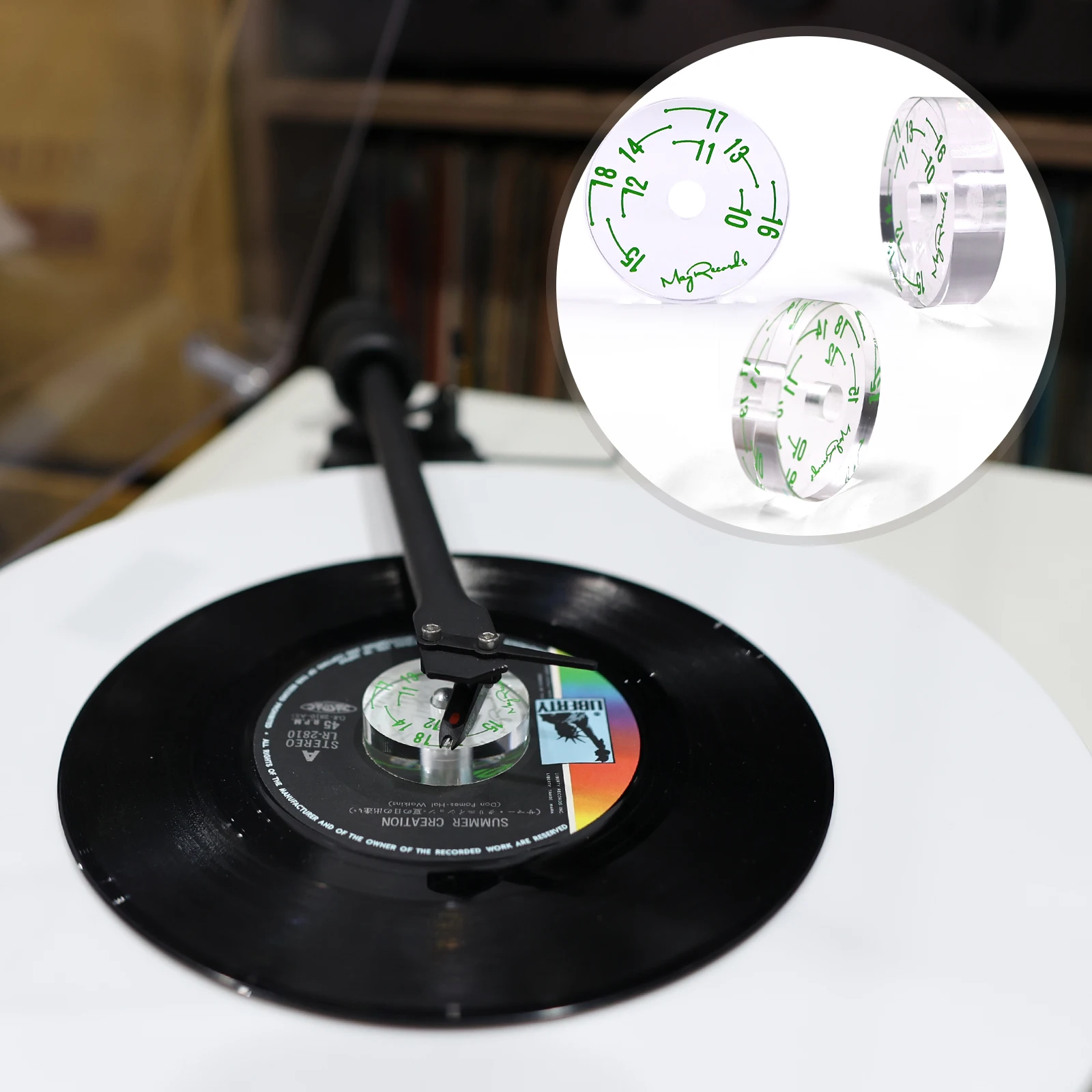 محول القرص الدوار لسجل EP ، مركز القرص الدوار ، 45 دورة في الدقيقة ، أكريليك شفاف ، قابل للتعديل ، عرض ساخن ، 7in