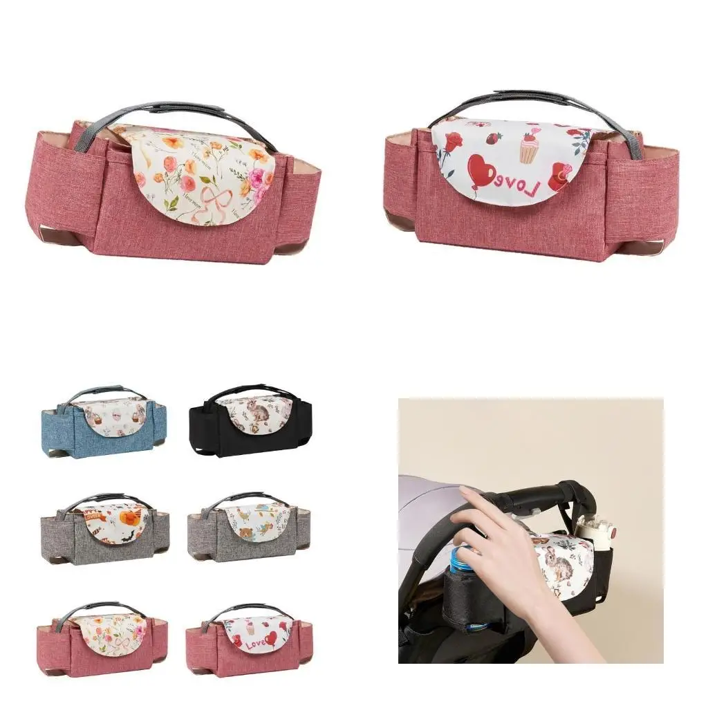

U13F Lovely Print Baby Strollers Hanging Bag Portable Storage Handbag for Diaper Wipe