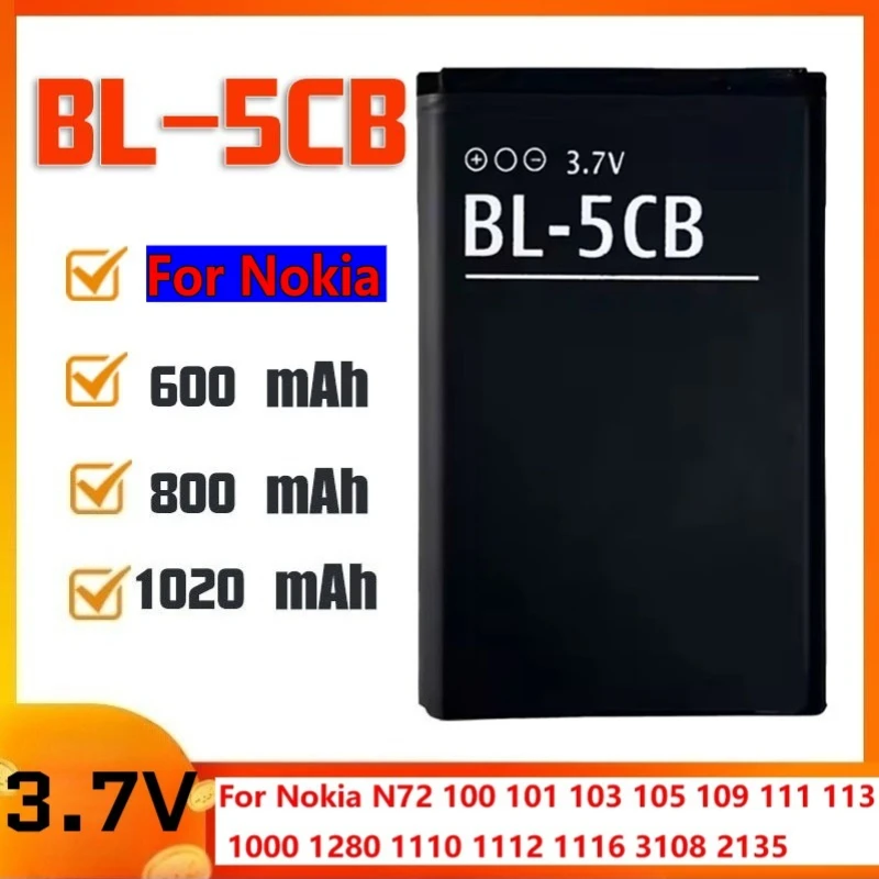 

Новая аккумуляторная батарея BL-5CB для телефонов Nokia N72, 100, 101, 103, 105, 109, 111, 113, 1000, 1280, 1110, 1112, 1116, 3108, 2135 (модель 2026 года)