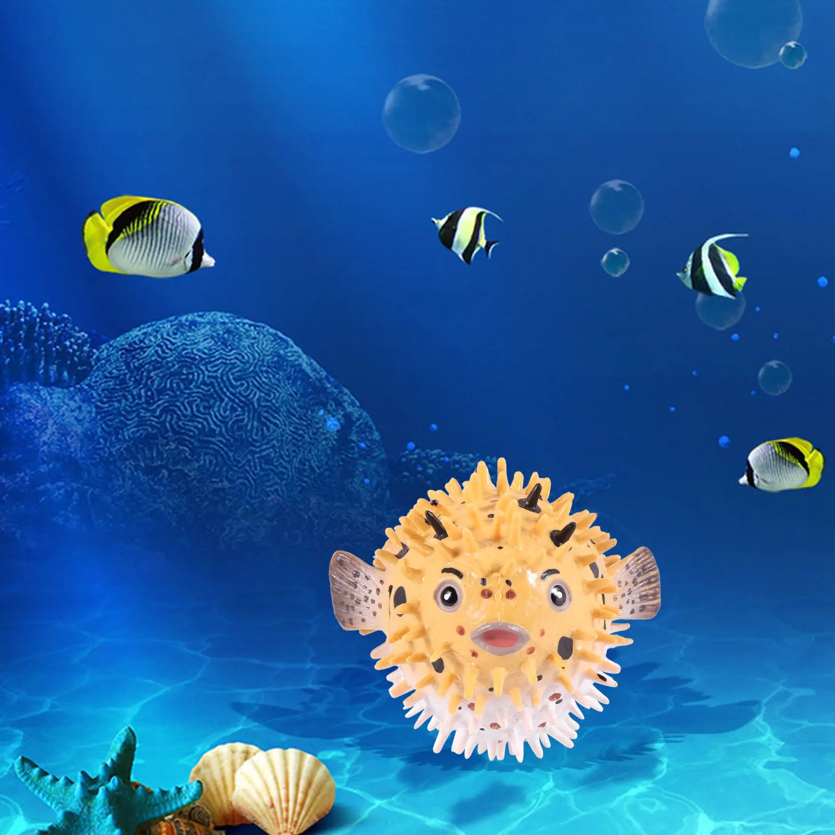 Figura de pez Pufferfish realista, juego de figuritas de plástico salvaje para colección, utilería educativa de ciencia, modelo Animal