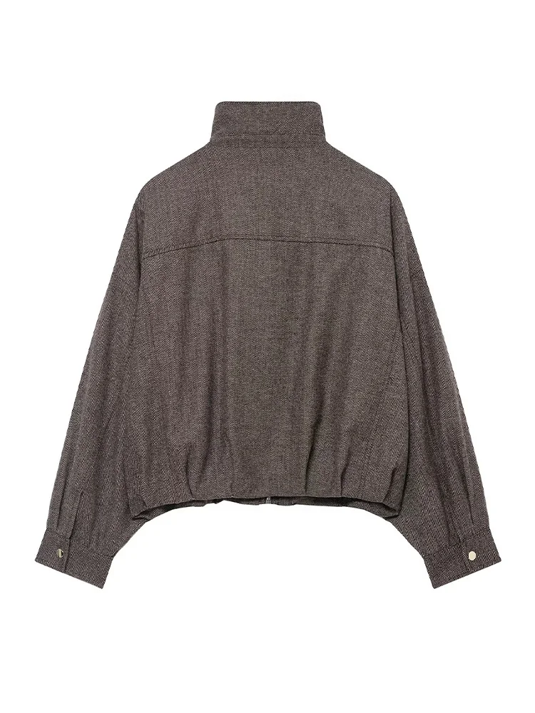 เสื้อโค้ทผู้หญิงแฟชั่น HH แบบอเนกประสงค์ ปกเสื้อแบบปกเชิ้ต ติดกระดุมแถวเดียว แขนยาว มีซิป กระเป๋าแบบเรียบง่าย ตกแต่งสไตล์แจ็คเก็ตนักบิน