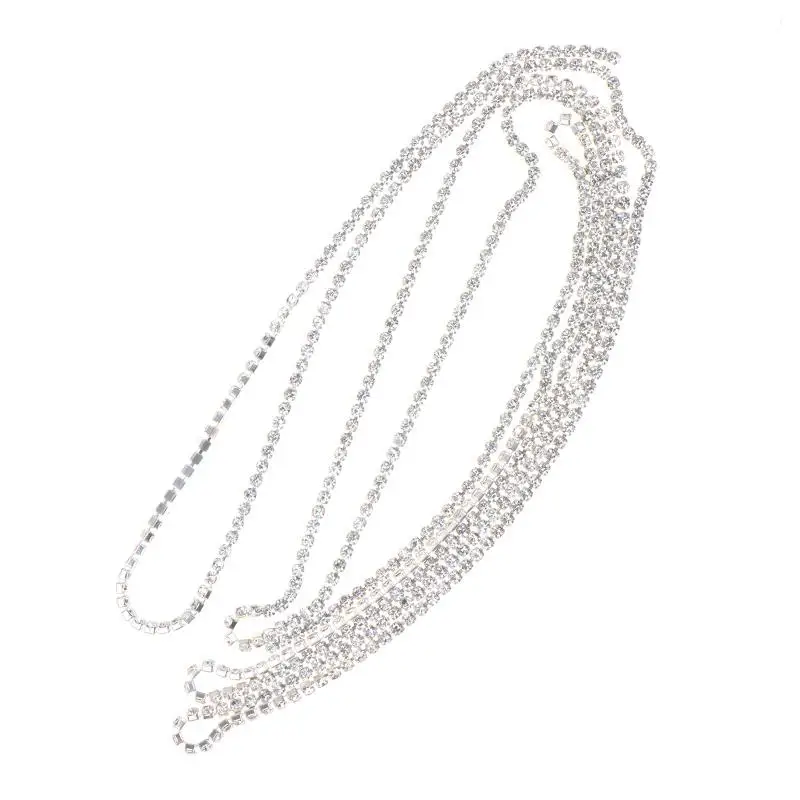 Cadena de Metal Larga Plateada con Diamantes para Decoración de Uñas, Accesorio de Lujo para Manicura DIY