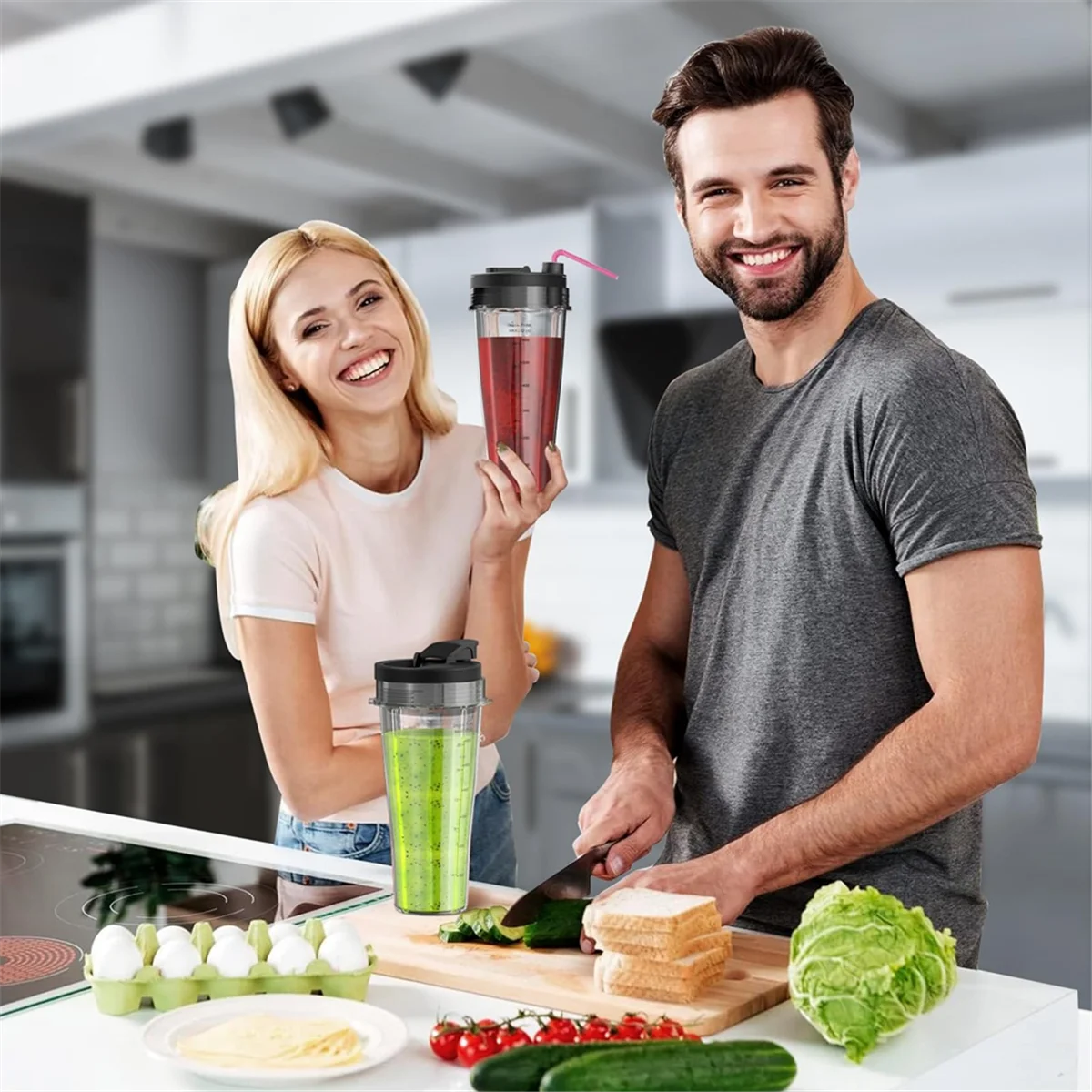 A14G-Blender Replacement Parts for , 24oz Blender Cups with Lids, Blender Blade for Auto IQ Blender