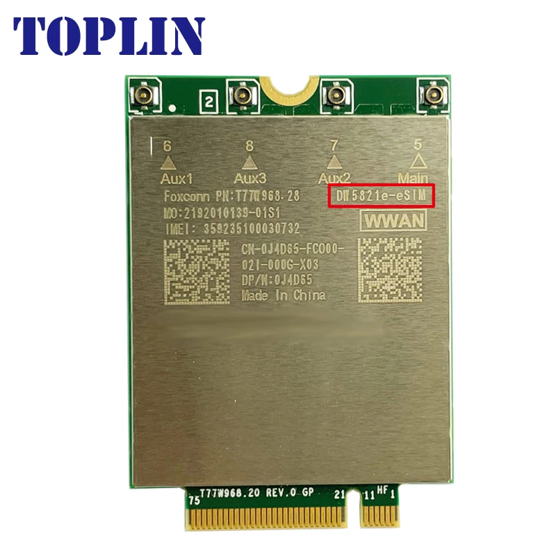 T77W968 DW5821e-eSIM X20 LTE Cat16 1Gbps FDD-LTE TDD-LTE 4G Module For Dell 5420 5424 7424 7400 7210 Laptop