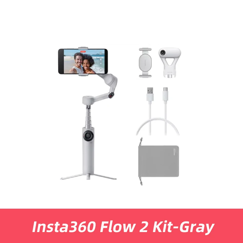 Insta360 Flow 2 handheld gimbal stabilisator AI Filmmaker 360 Infinite fan Active Zoom track voor iPhone Insta 360 Flow 2