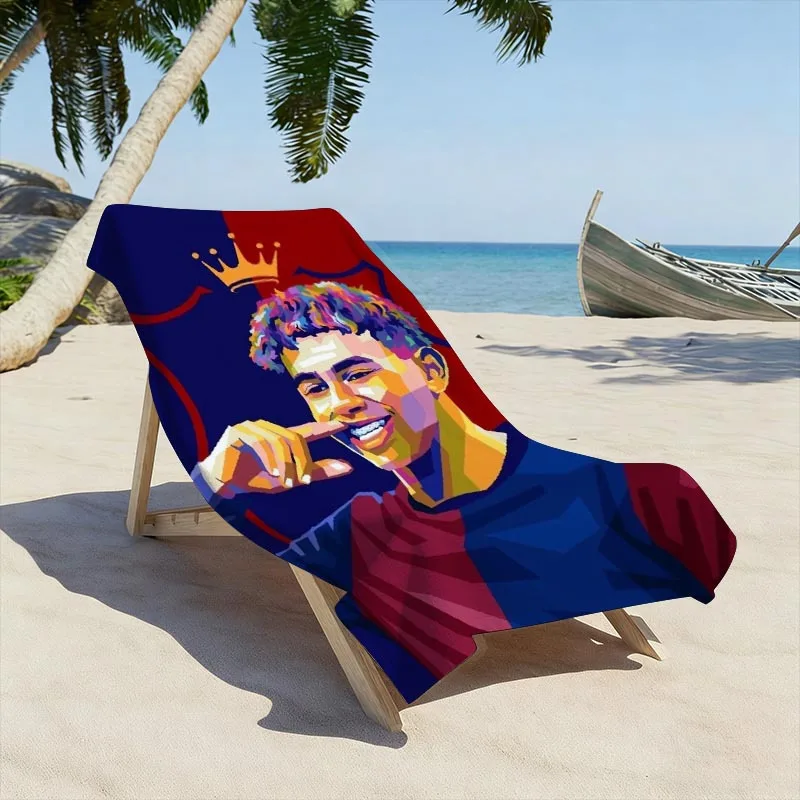 1pc L-Lamine Y-Yamal Pop Art Print Beach Towel Microfiber Quick Dry Football Bath Towel For Pool Beach Travel Barca Fans Gift