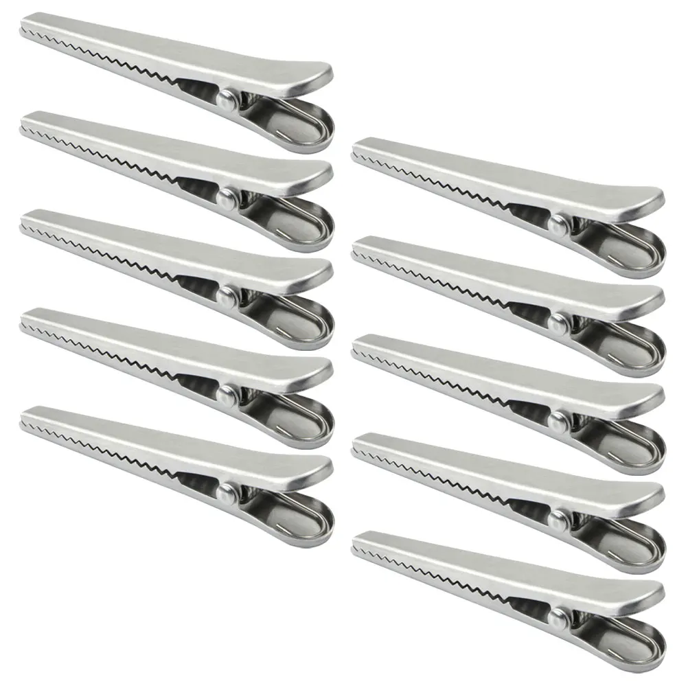 10pcs Stainless Steel Food Bag Sealing Clips Heavy Duty Spring Clamp For Kitchen Pantry Storage Multipurpose Reusable Metal
