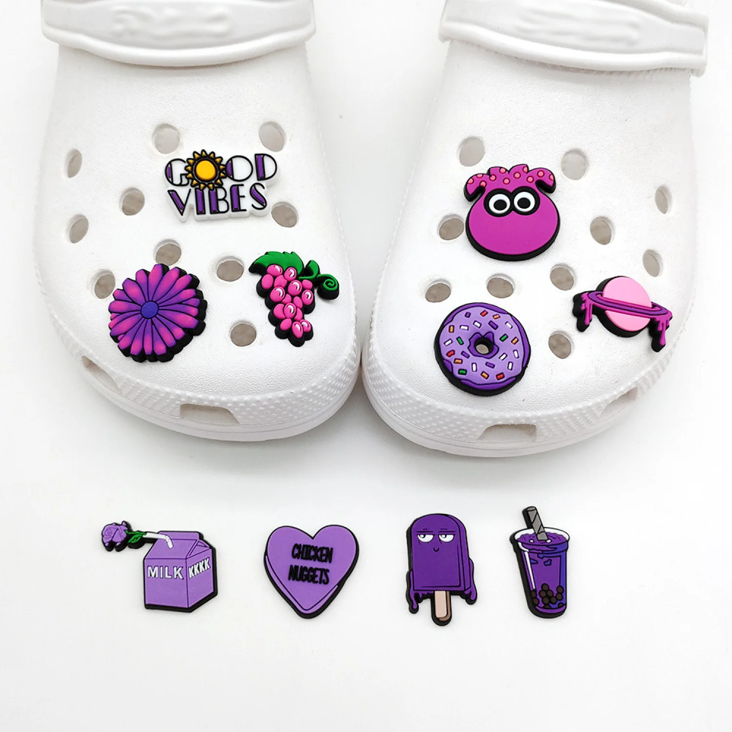 1-10pcs Purple Snacks Shoe Charms PVC Accessories Packs Charms for Shoes Clogs Buckle Slippers Decoration Kids Women Party Gifts