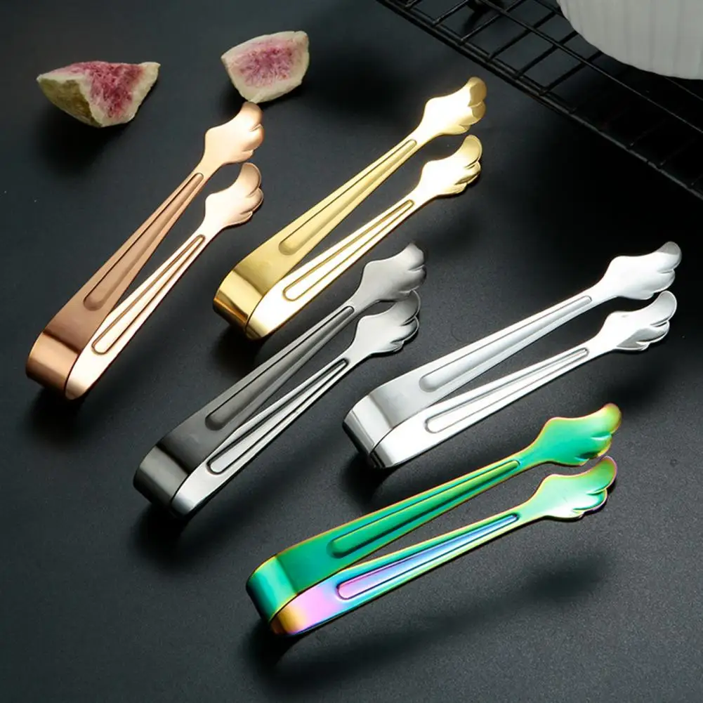 Ice Tongs Non-slip Handle Ice Cube Clips Stainless Steel Food Serving Tongs Ice Cube Picker  Kitchen Bar Barware Accessories