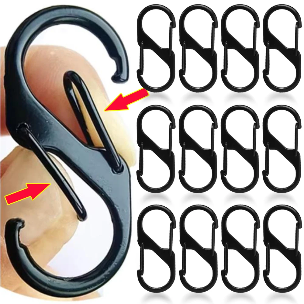 20PCS S Double Spring Hook Keychain Clasp Outdoor Carabiner Backpack Camping Fishing Buckles Baby Stroller Hooks Clip Keychains