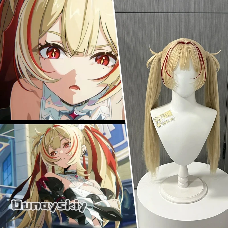 

CR6.18*ZZZ Claret Zenless Zone Zero Cosplay Wig Game Roleplay Women Double Ponytail Lolita Hair Heat Resistant Hair Halloween