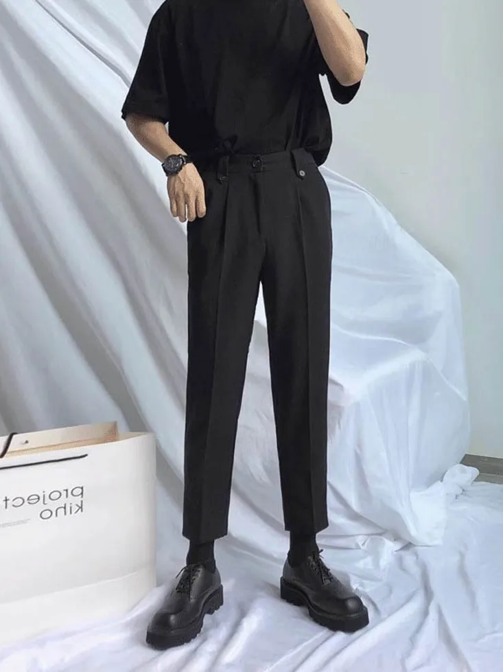 

Итальянские мужские брюки в рабочем стиле Naples, зауженные, с пуговицами, повседневные, для отдыха, прямого кроя, в стиле костюма из девяти предметов