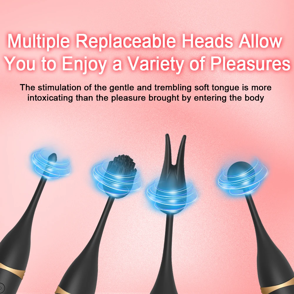 Clitoral Vibrator Female Clit G-Spot Dildo Nipple Stimulator Personal Massager Stick Wand Sex Toys for Women 3 Caps Replaceable view 6