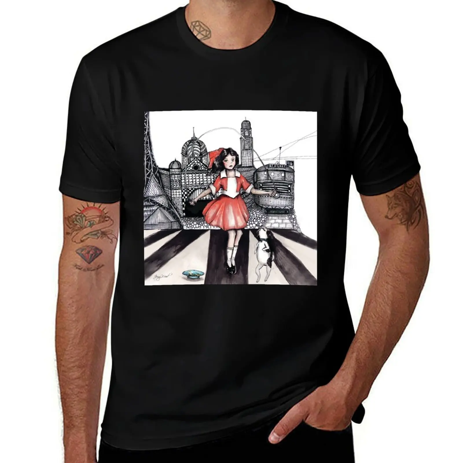 Skipping girl Melbourne little Audrey T-Shirt Construction Work Tee Shirt