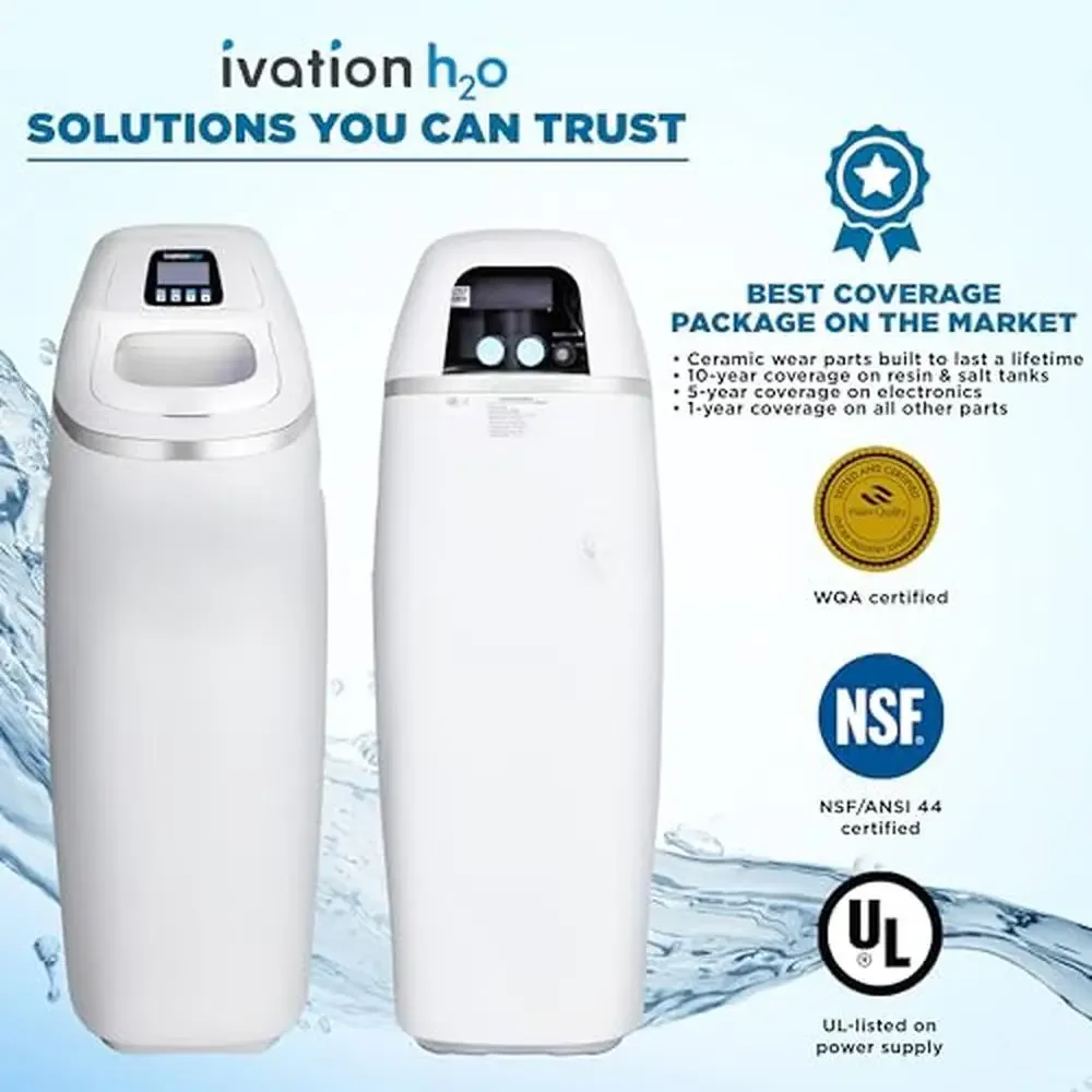 Sistema suavizante de agua doméstico de 32,000 granos con tecnología cerámica patentada Regeneración eficiente Intercambio de iones avanzado NSF/ANSI