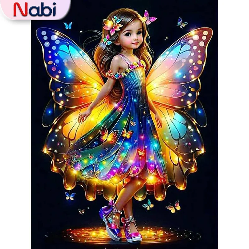 

Nabi DIY Diamond Embroidery Girl Portrait Diamond Mosaic Elf Picture Of Acrylic Painting Wing Handmade Gift