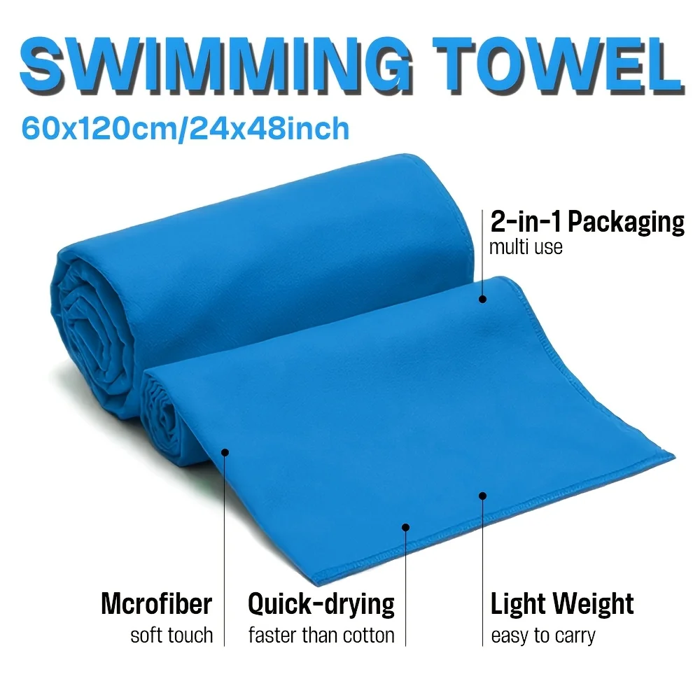 

2-Pack Microfiber Swimming Towels, 60x120cm/24x48 Inch, Ultra-Absorbent, Quick-Dry, Lightweight, Ideal for Swimming & Beach Use