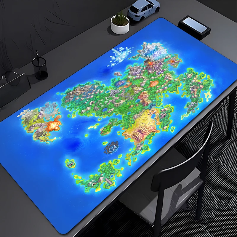 Mouse Pad PC Gamer Cabinet Mousepad Laptop Game World Map And Terrain Keyboard Pad Cartoon Anime Clouds Extended Desk Mouse Mat