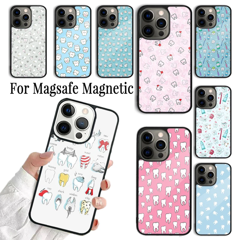 Phone Case For iPhone 16 15 14 13 12 11 Pro Max Plus Magsafe Magnetic Wireless Charging Cover Hygienist Dentist Tooth Dental