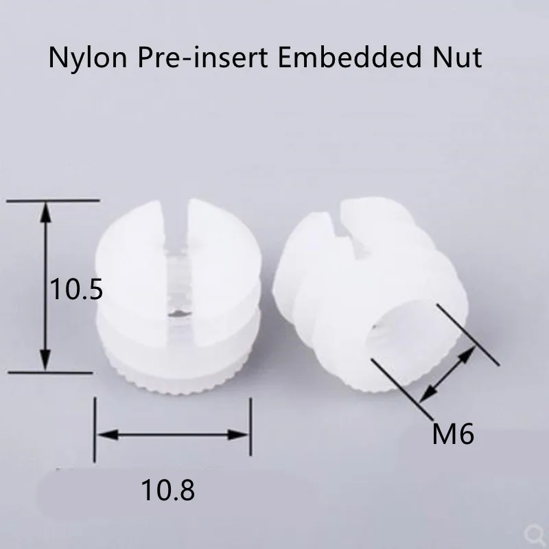 50Pcs M6 Nylon Pre-insert Embedded Nut Barrel Furniture Cupboard Cabinet 3 In1 Cam Connector Hammer Knock-in Air Drive