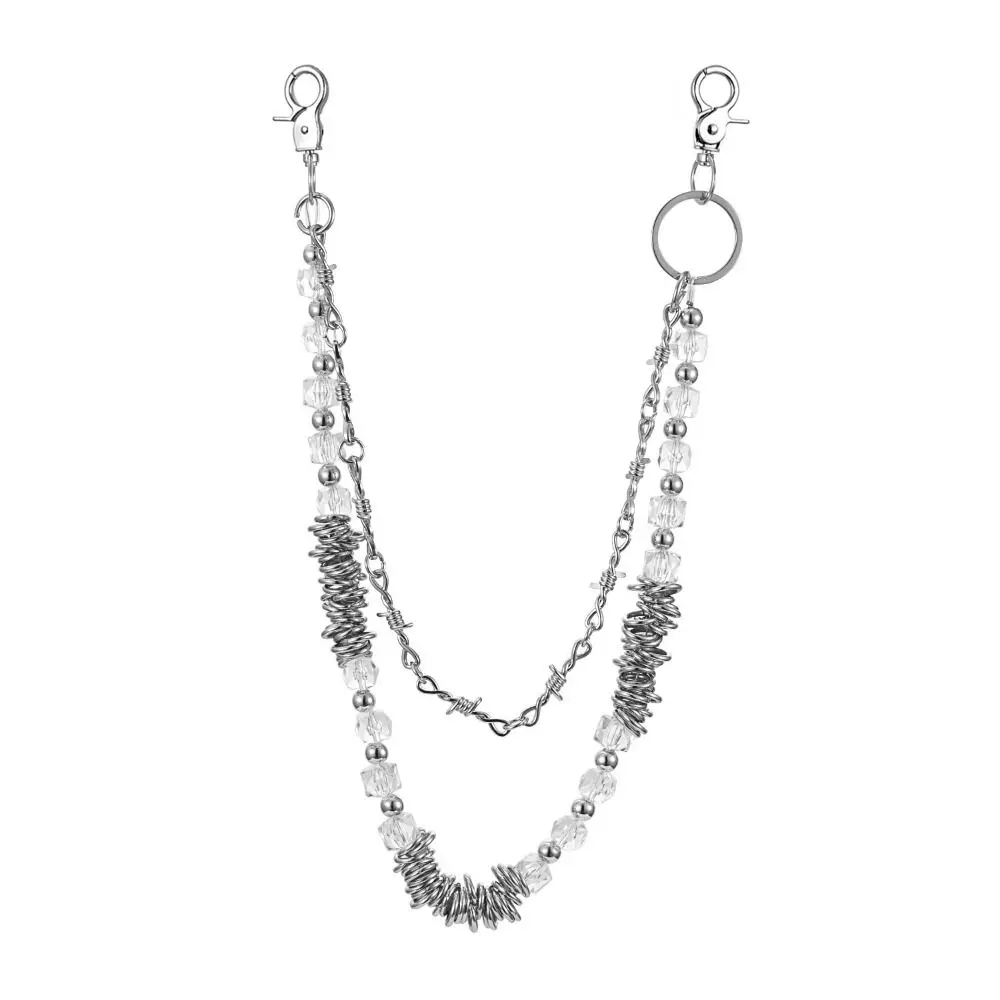 موضة السراويل المعدنية محفظة سلسلة الهيب هوب Y2K بنطلون سلسلة الشرير Harajuku متعدد الطبقات سلسلة المفاتيح للنساء رجل