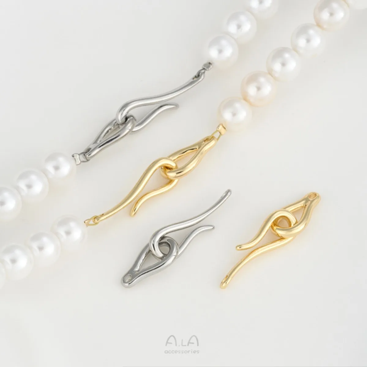 Brass Thick 14K Gold Plated Simple Fish Hook Pearl Clasp DIY Handmade Bracelet Necklace Jewelry Connector Findings