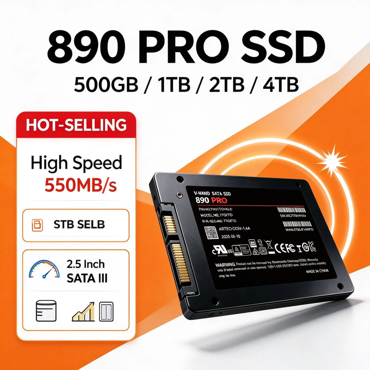 Solid State Disk 890 PRO SSD 500GB 1TB 4TB 2TB Hard Drive Sata3 High Speed Internal HDD 2.5 Inch Laptop Microcomputer Desktop