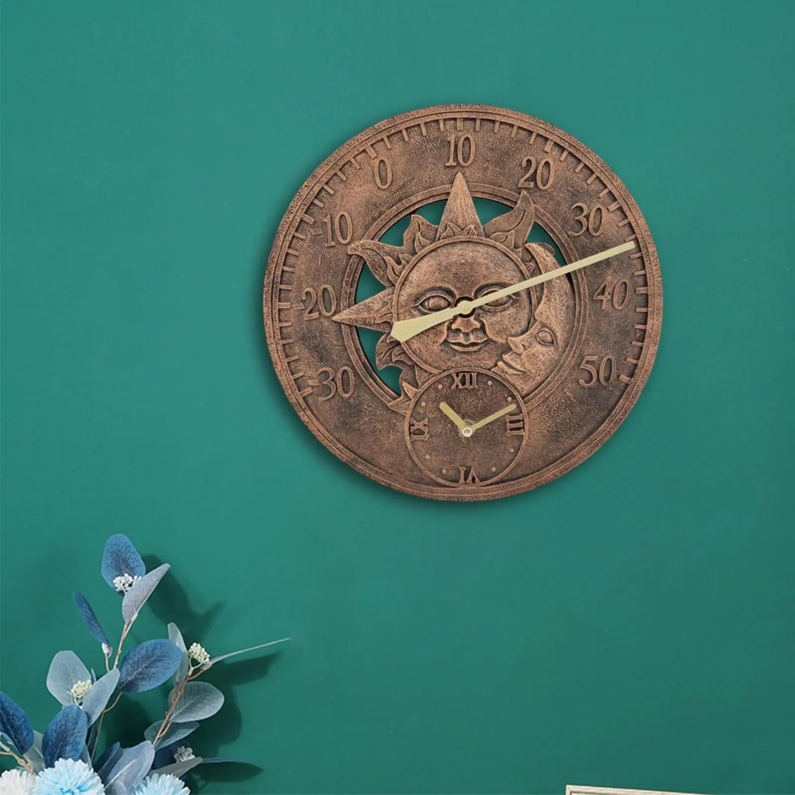 

11.8inch Wall Clock Waterproof Temperature Display Bedroom Home Office Round