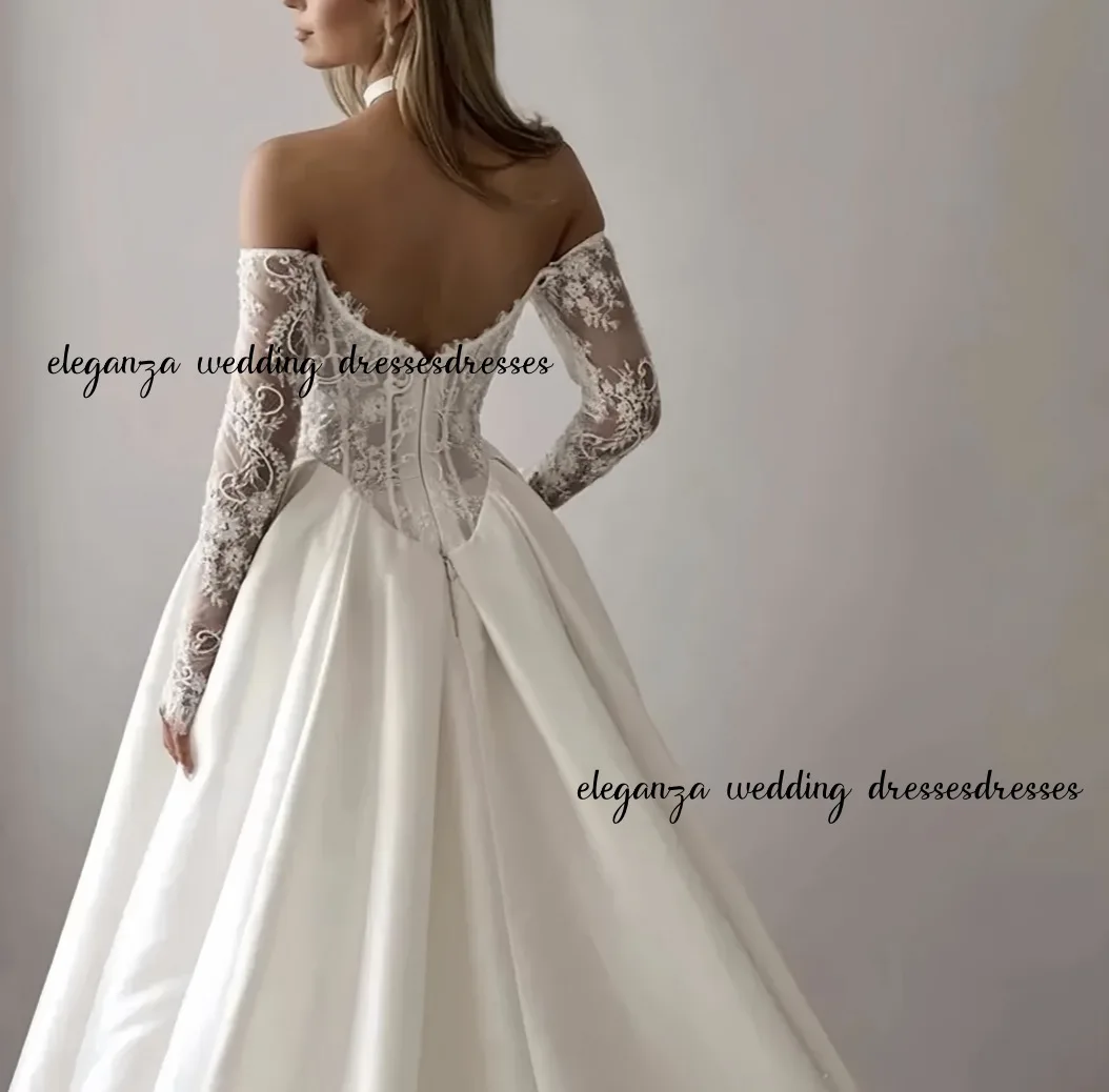 Customized Gorgeous wedding dress, lace sweetheart collar, long-sleeved puffy dress, Retro wedding dress Vestidos De Novia