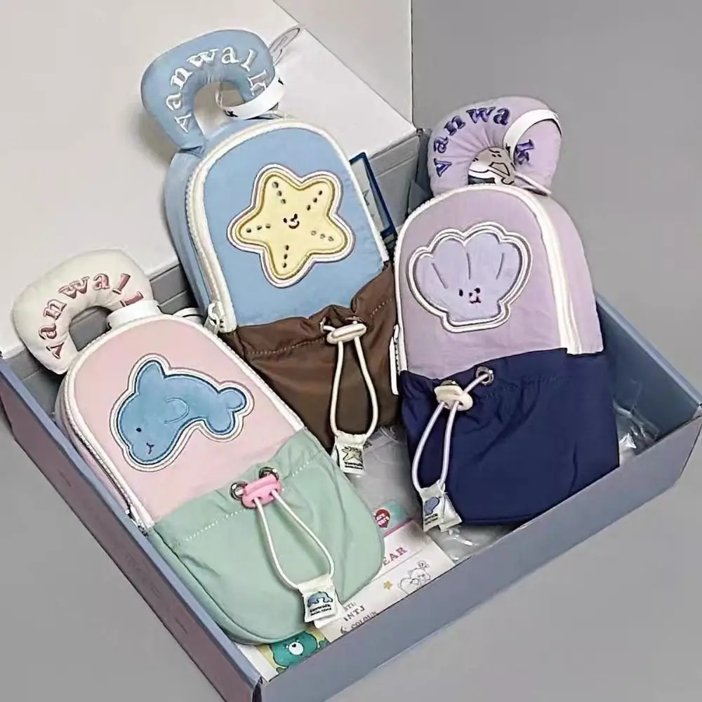 Simple Large Capacity Stationery Bag Bowknot Ribbon Cartoon Pencil Case Ballet Style Canvas Pencil Pouch Student