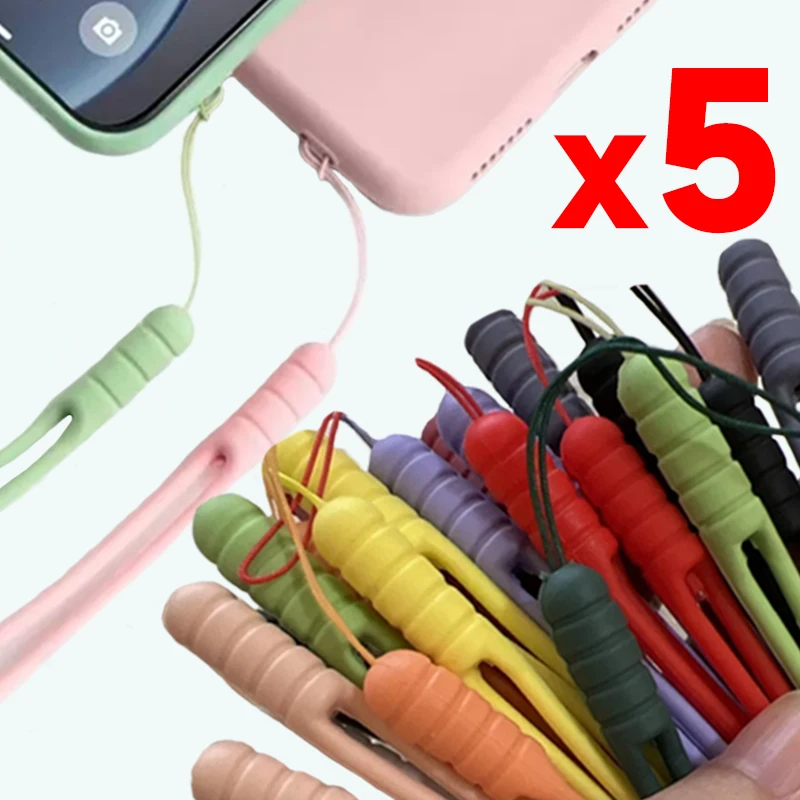 5-1 szt. Silikonowe paski na nadgarstek smycz do ręki uniwersalny śliczny dowód na zgubiony pasek z identyfikatorem USB brelok do powieszenia na Iphone