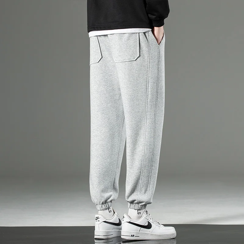 High Street Versatile Casual Elastico in vita con coulisse Pantaloni sportivi Maschile in pile imbottito Moda Uomo Autunno Inverno Pantaloni Pantaloni spessi